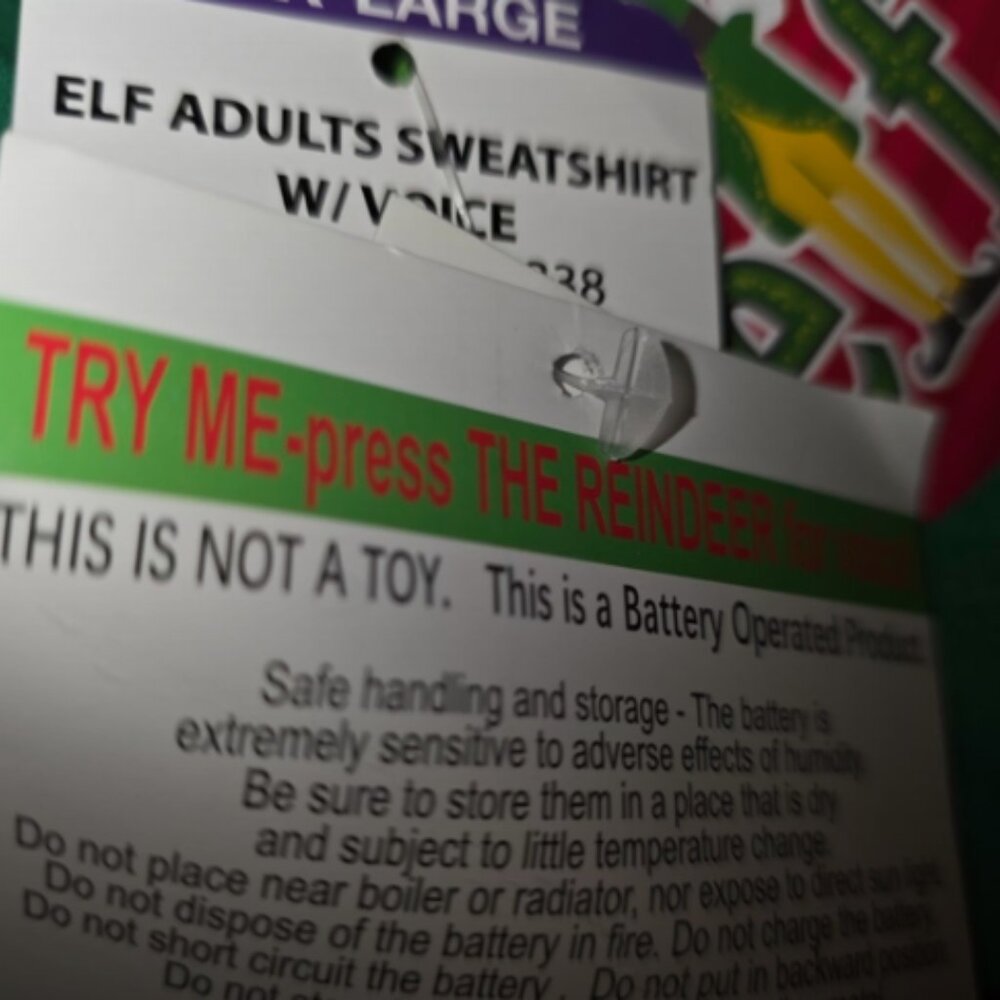 NWT Elf Talking Buddy Bright Green Holiday Crew Neck XXL Plus - Picture 3 of 5